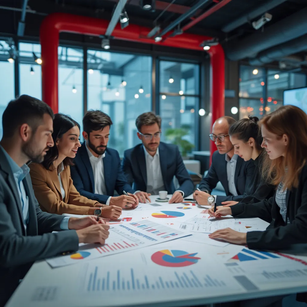 Equipo de consultores analizando datos estratégicos